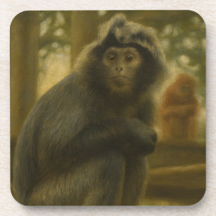 Contemplative Monkey – Serene Wildlife Art Coaster