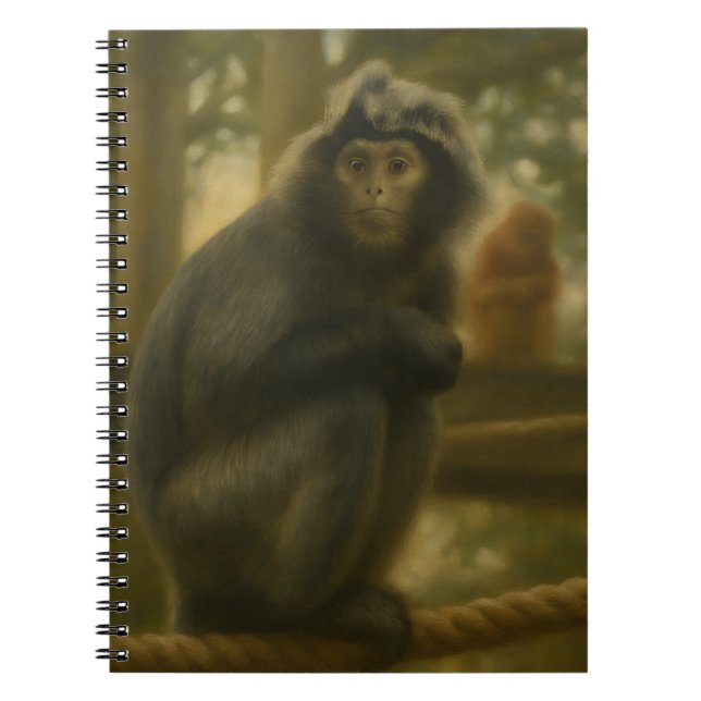 Contemplative Monkey – Serene Wildlife Art Notebook (Front)