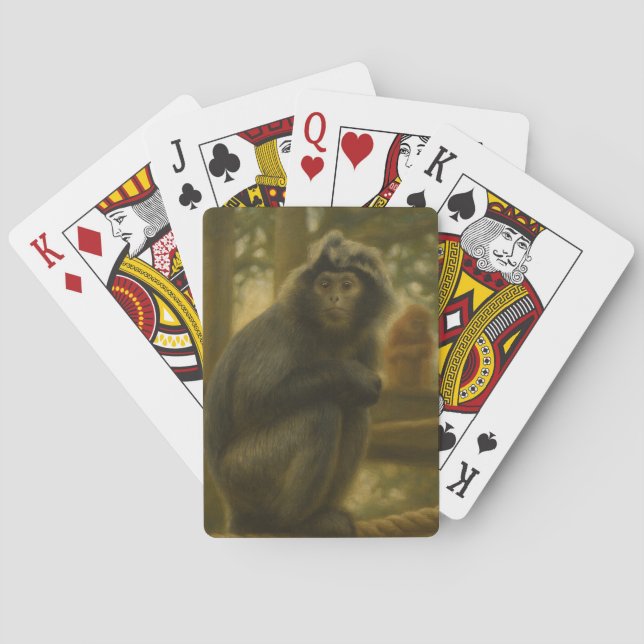 Contemplative Monkey – Serene Wildlife Art Playing Cards (Back)