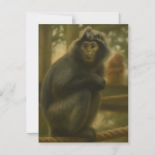 Contemplative Monkey – Serene Wildlife Art Postcard