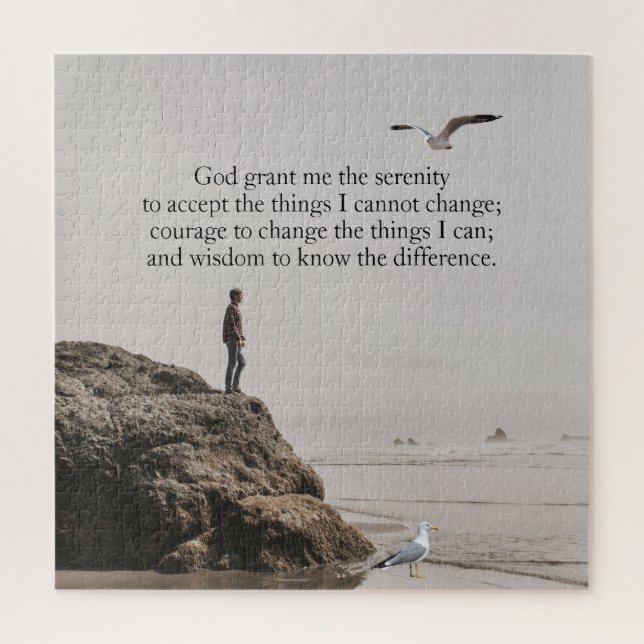 Contemplative Serenity Prayer Beach Scene Jigsaw Puzzle (Vertical)