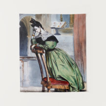 Contemplative Victorian Lady in Green - Elegant Ar
