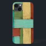 Contempoary Coastal Multicolored Painting iPhone 13 Case<br><div class="desc">Aqua,  green,  red and yellow meet in an explosion of colour reminiscent of a pattern on a beach deck. Hanging this contemporary coastal painting on your wall may entice you to take that vacation you've been putting off! Makes a great gift for anyone in need of a beach getaway.</div>