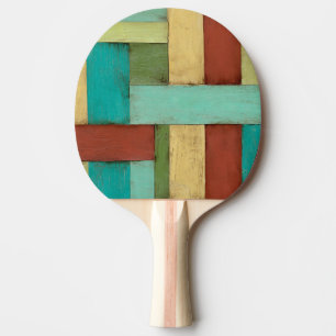 Contempoary Coastal Multicolored Painting Ping Pong Paddle