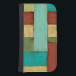 Contempoary Coastal Multicolored Painting Samsung S4 Wallet Case<br><div class="desc">Aqua,  green,  red and yellow meet in an explosion of colour reminiscent of a pattern on a beach deck. Hanging this contemporary coastal painting on your wall may entice you to take that vacation you've been putting off! Makes a great gift for anyone in need of a beach getaway.</div>