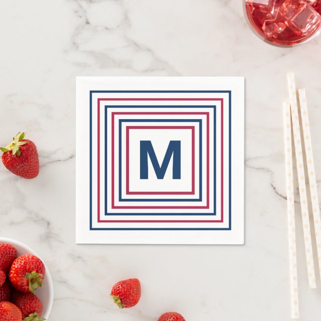 Contemporary 4th of July Red White and Blue Party Napkin (Insitu)
