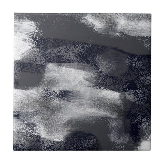Contemporary Abstract Black and White Tile (Front)