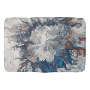 Contemporary Abstract Blue Bronze Gray Cream Bath Mat