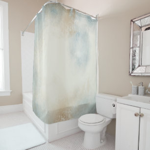 Contemporary Abstract Blue, Cream And Gold Shower Curtain
