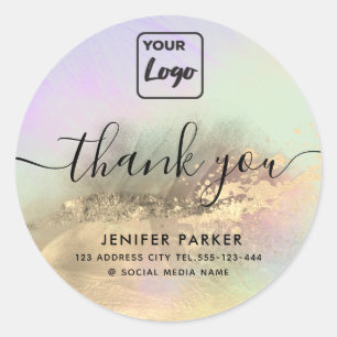 Contemporary abstract custom logo thank you classic round sticker