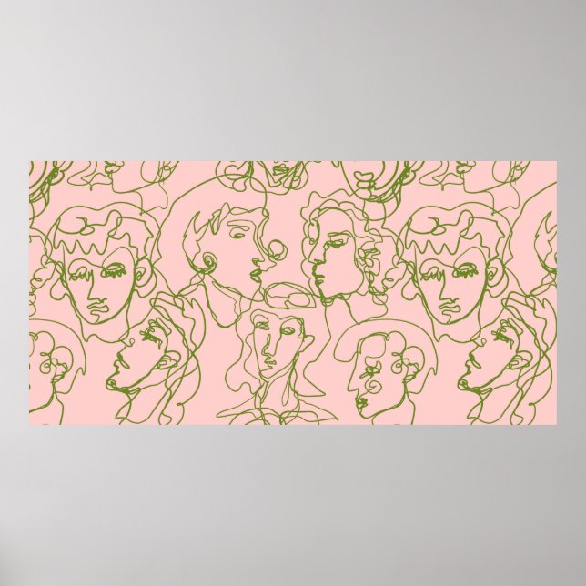 Contemporary abstract female faces. Minimalistic e Poster (Front)