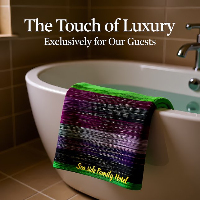 Contemporary abstract in green purple grey bath towel set (Creator Uploaded)