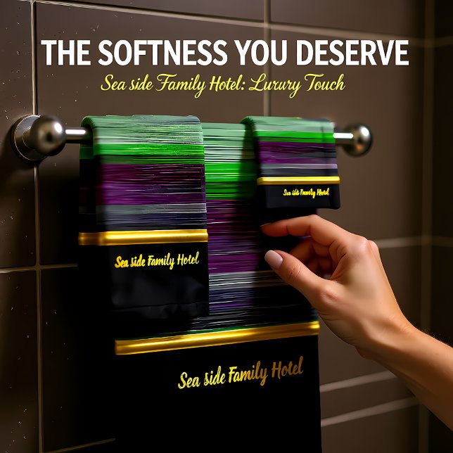 Contemporary abstract in green purple grey bath towel set (Creator Uploaded)