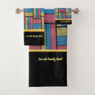 Contemporary abstract in multi colour wicker weave bath towel set