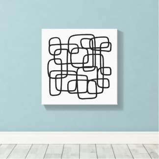 Contemporary Abstract Line Art Black And White  Canvas Print