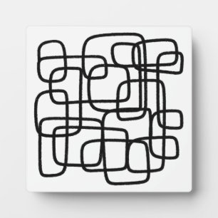 Contemporary Abstract Line Art Black And White  Plaque