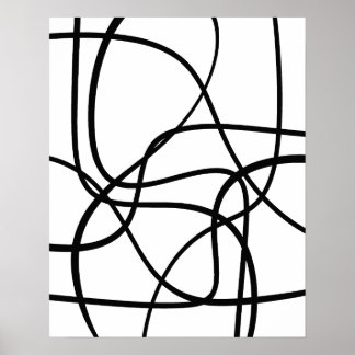Contemporary Abstract Line Art Black And White Poster