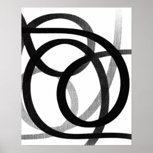 Contemporary Abstract Line Art Black And White Poster