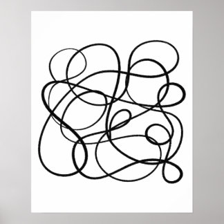 Contemporary Abstract Line Art Black And White Poster
