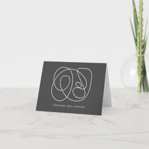 Contemporary Abstract Line Art Black Personalised Thank You Card