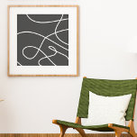 Contemporary Abstract Line Art Chic Black White Poster<br><div class="desc">Contemporary Abstract Line Art Chic Black White Poster</div>