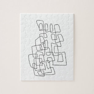 Contemporary Abstract Line Art in Black and White Jigsaw Puzzle