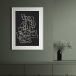 Contemporary Abstract Line Art Modern Black Wall  Poster<br><div class="desc">Contemporary modern art illustration wall art with abstract line drawing in black and white.</div>