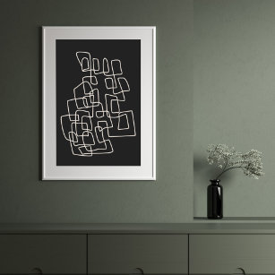 Contemporary Abstract Line Art Modern Black Wall  Poster
