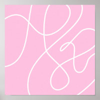 Contemporary Abstract Line Art Pink and White