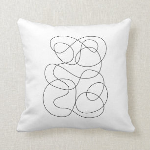 Contemporary Abstract Line Drawing Black and White Cushion