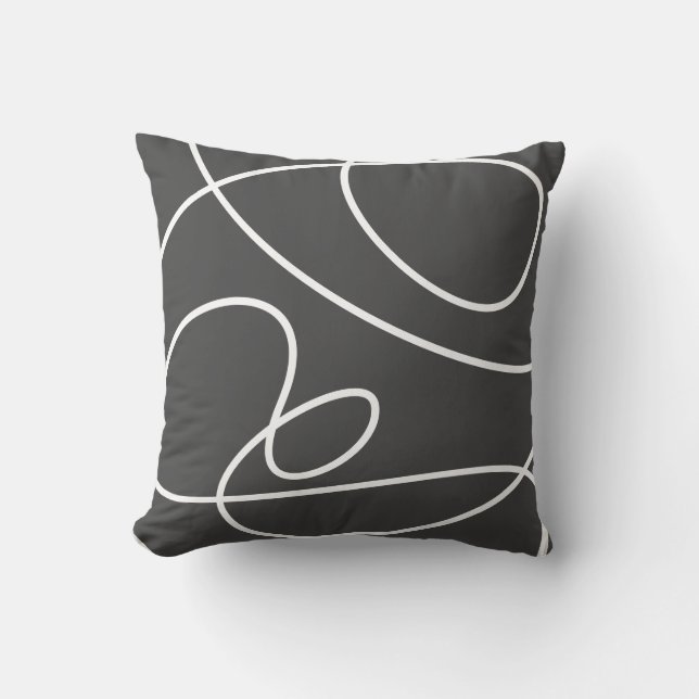 Contemporary Abstract Modern Art Chic Black White  Cushion (Front)