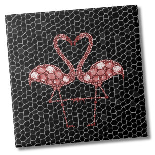 Contemporary Abstract Modern Black Pink Flamingo Tile