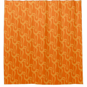 Contemporary Abstract Pop Wiggle Pattern in Orange Shower Curtain
