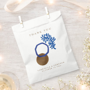 Contemporary Abstract Shapes Art Blue Tan Wedding Favour Bags