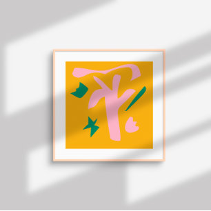 Contemporary Abstract Shapes – pink yellow green Poster