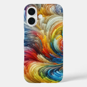 Contemporary Abstract Swirl Spectrum iPhone 16 Case
