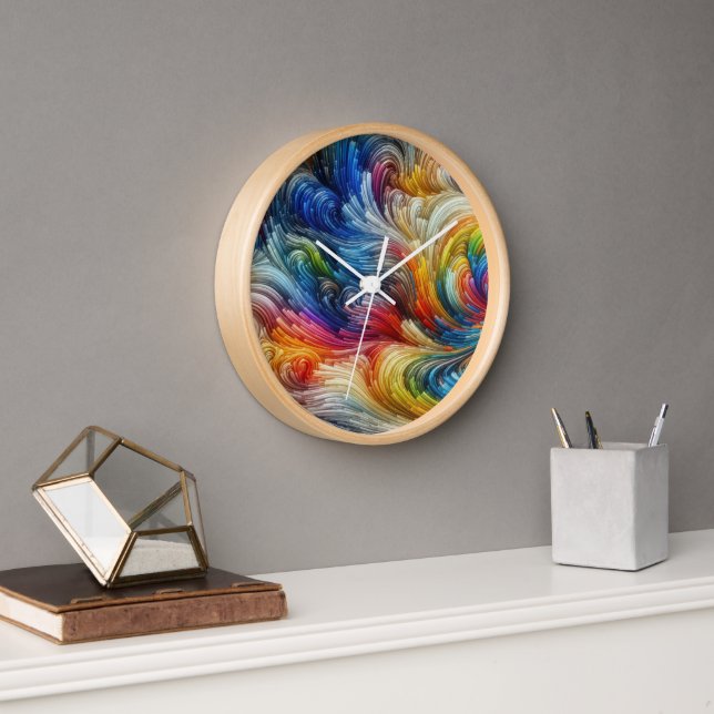 Contemporary Abstract Swirl Spectrum Clock (Office)
