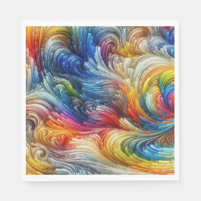 Contemporary Abstract Swirl Spectrum Napkin (Front)