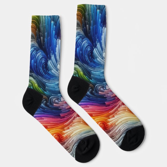 Contemporary Abstract Swirl Spectrum Socks (Right)