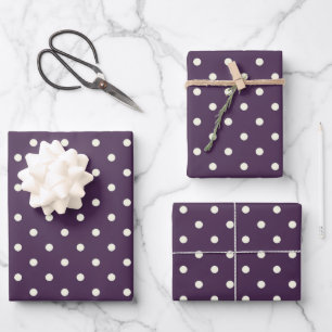Contemporary Acai Purple Violet & White Polka Dots Wrapping Paper Sheet