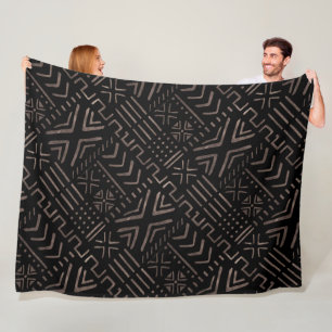 Contemporary African Mud Cloth Print Fleece Blanket