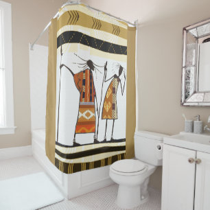 Contemporary  African Tribal Folk Art Shower Curtain