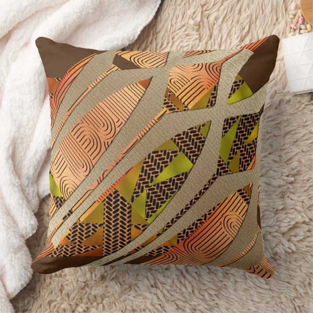 Contemporary Afrocentric Style Motif  Throw Pillow (Blanket)