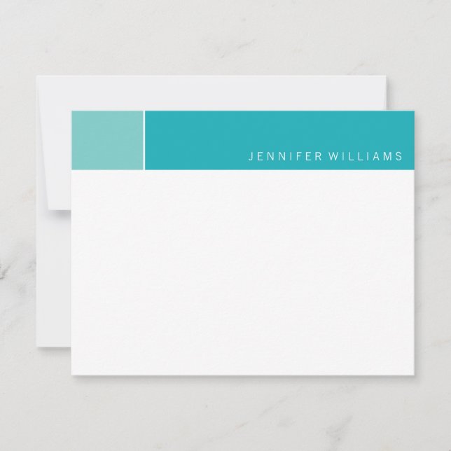 Contemporary Aqua and Peacock Colour Blocks Invitation (Front)