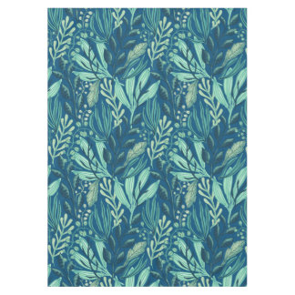 Contemporary Aquatics Blue Green Foliage Tablecloth
