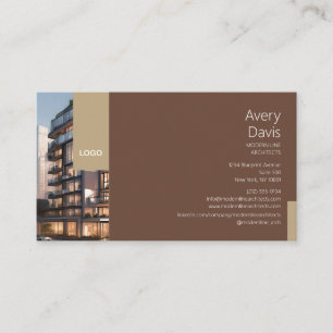Contemporary Architect with Building Photo & Logo Business Card