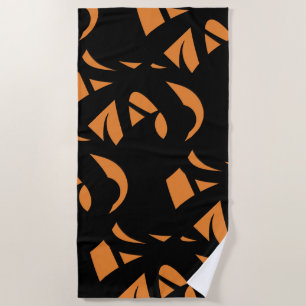 Contemporary Art Black and Orange Beach Towel
