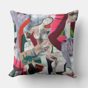 Contemporary Art Collage Hand-painted Cushion