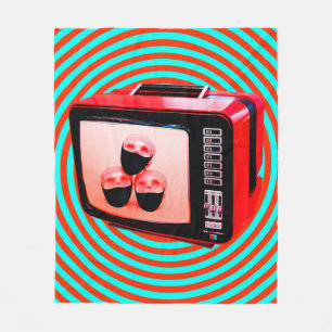 Contemporary art collage. Tv news Corona virus con Fleece Blanket
