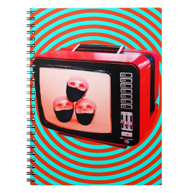 Contemporary art collage. Tv news Corona virus con Notebook (Front)